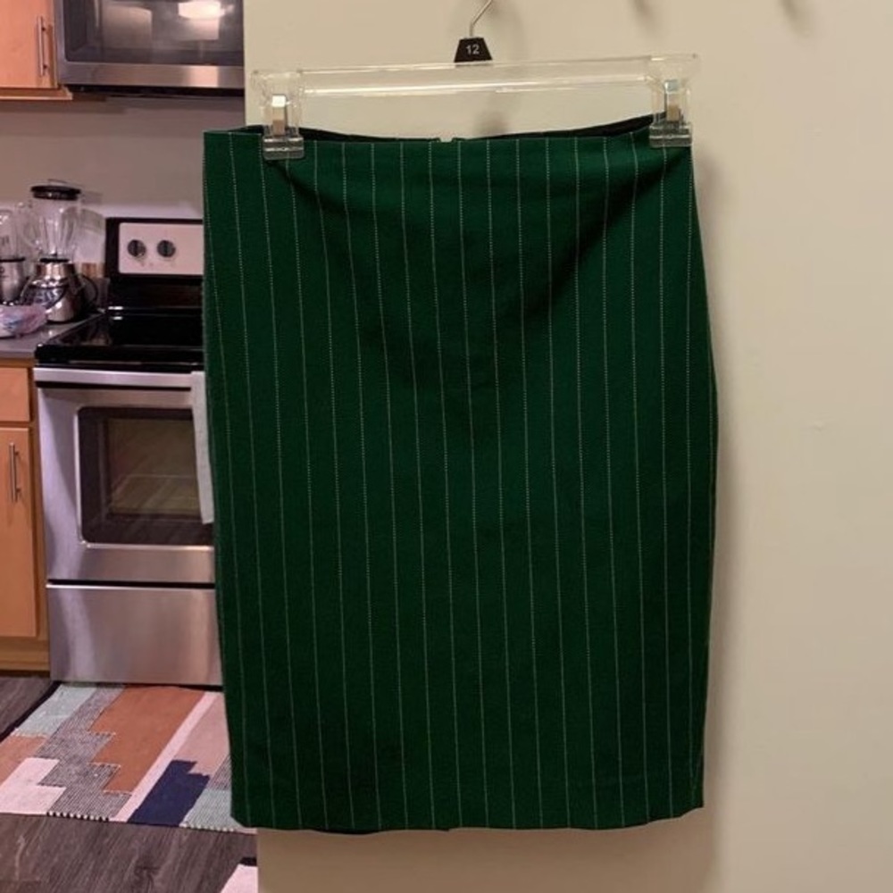 Express Green and White Striped Pencil Skirt
